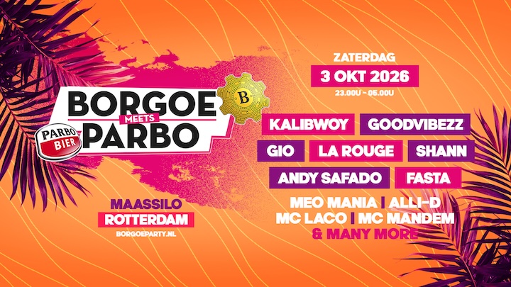 Flyer van Borgoe meets Parbo met GOODVIBEZZ in Rotterdam op 3 oktober 2026